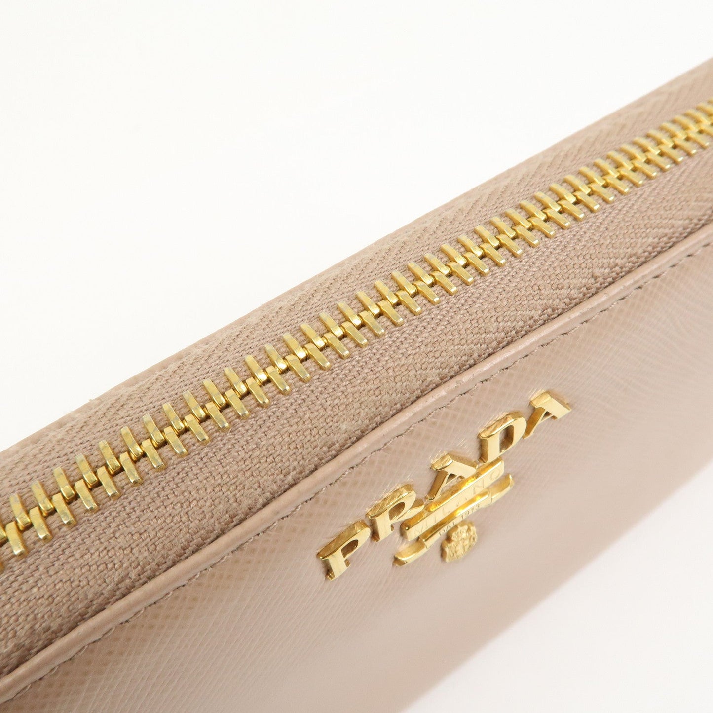 Prada Logo Saffiano Leather Round Zippy Long Wallet Beige 1ML506【Pre-order】