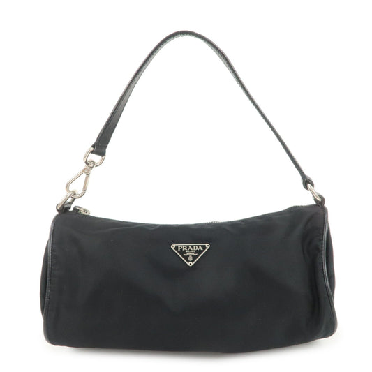 Prada Triangle Logo Nylon Saffiano Leather Hand Bag Black【Pre-order】