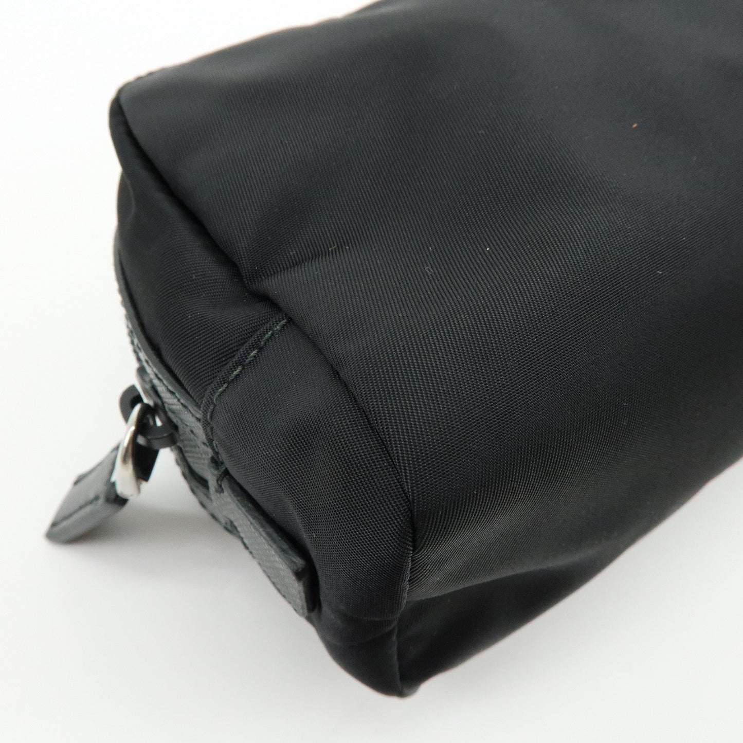 Prada Triangle Logo Nylon Saffiano Leather Pouch Black【Pre-order】