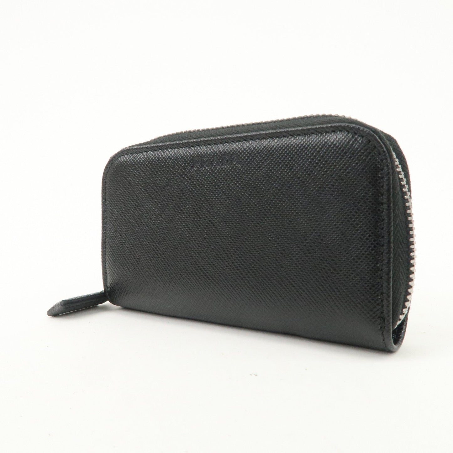 Prada Saffiano Leather Round Zippy Key Case Black 2PG604 Used【Pre-order】