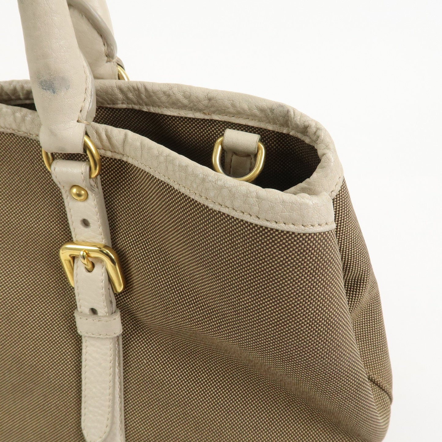 Prada Logo Jacguard Leather 2Way Tote Bag Brown Ivory BN1841【Pre-order】