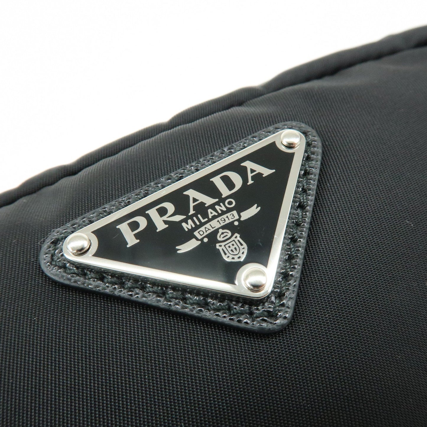 Prada Triangle Logo Nylon Saffiano Leather Pouch Black【Pre-order】
