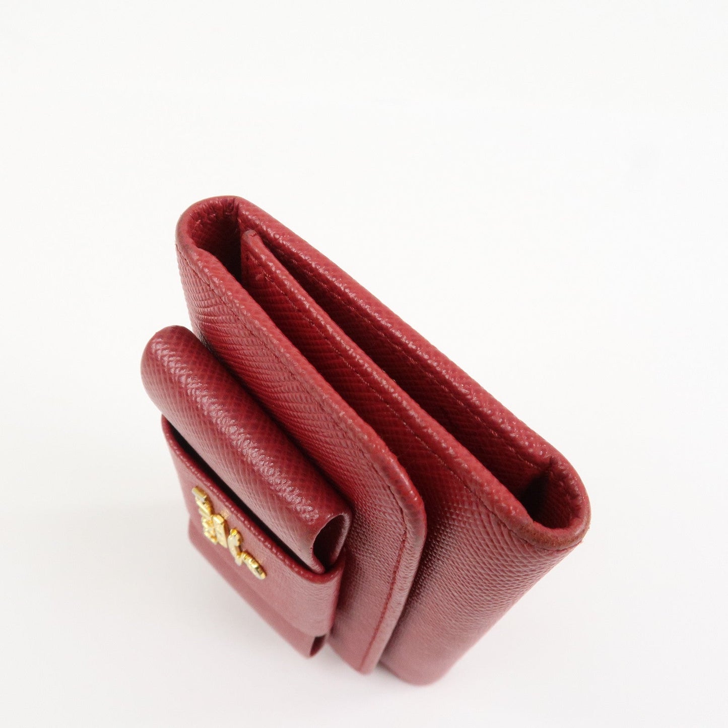 Prada Logo Saffiano Leather Ribbon 6 Rings Key Case Red 1PG222【Pre-order】