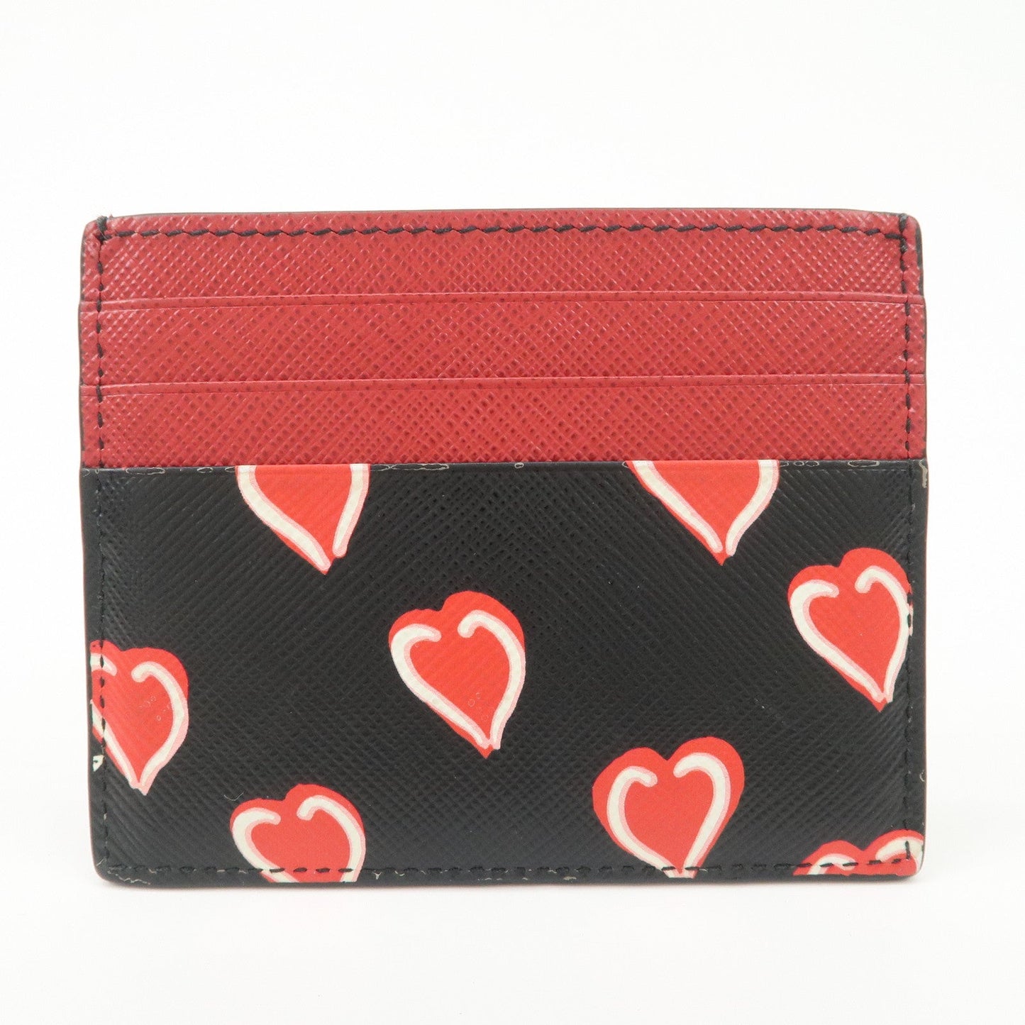 Prada Saffiano Leather Heart Card Case Black Red White 1MC025【Pre-order】