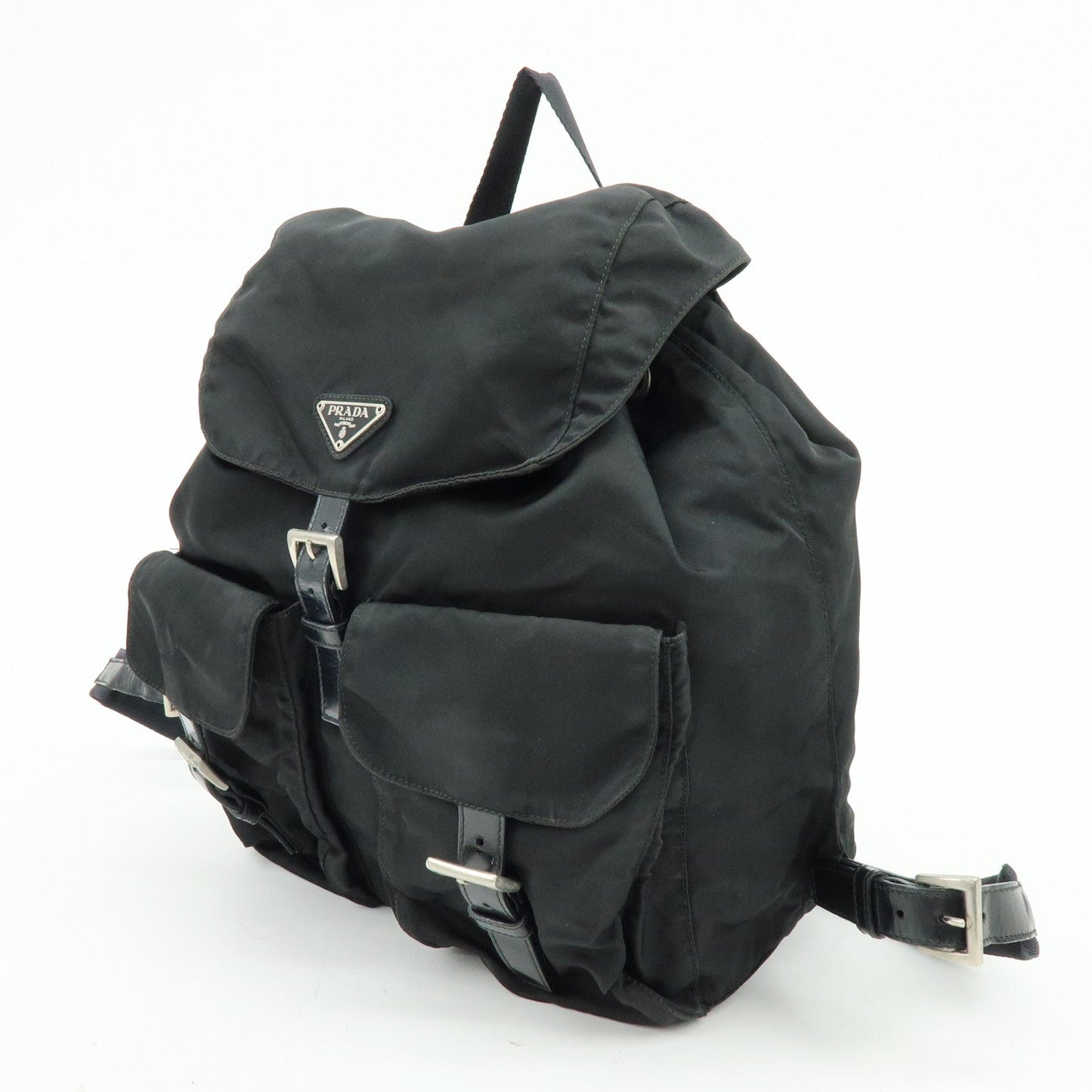Prada Triangle Logo Nylon Leather Backpack Rucksuck Black【Pre-order】