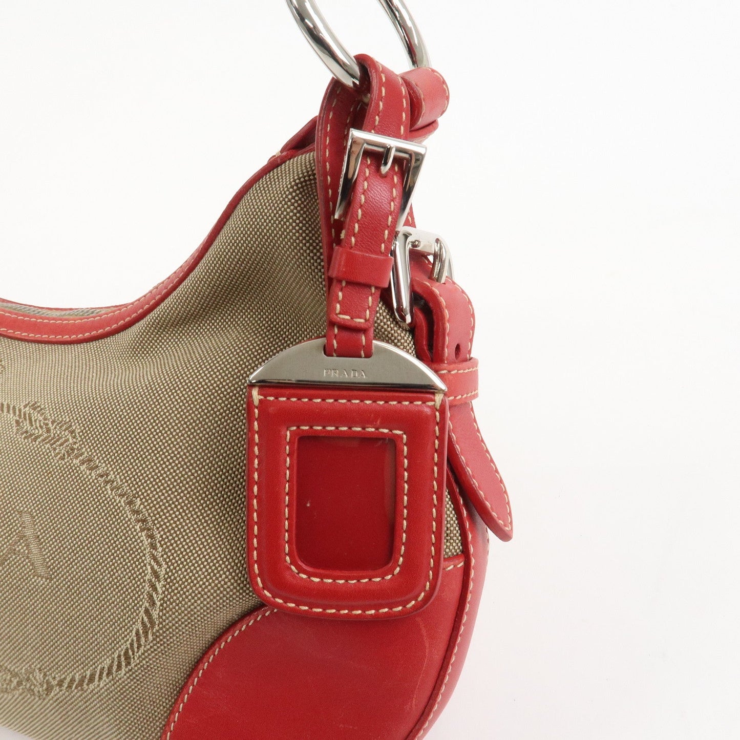 Prada Logo Jacguard Leather Shoulder Bag Light Brown Red BR3429【Pre-order】