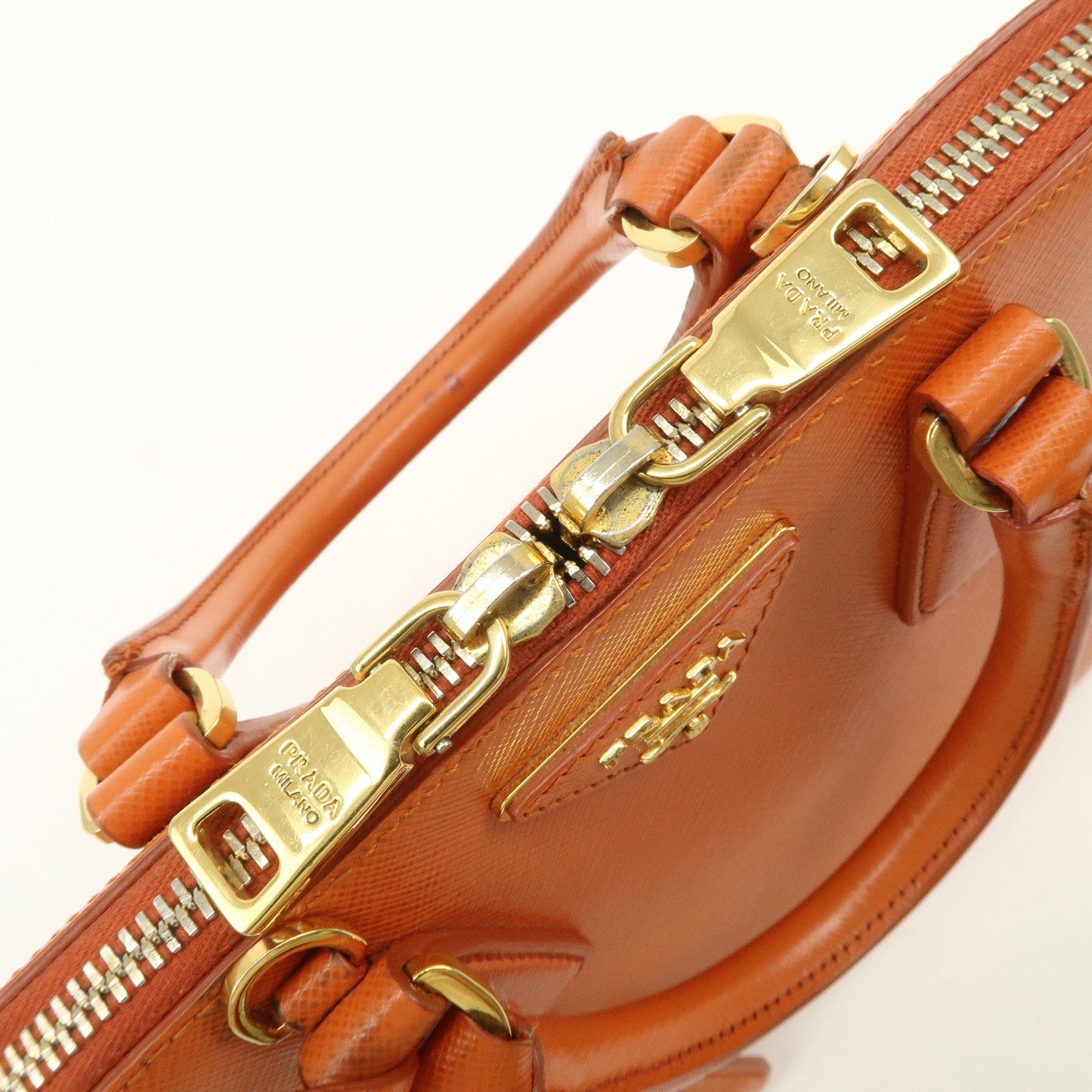 Prada Saffiano Leather Promenade Small 2Way Hand Bag Orange BL0838【Pre-order】