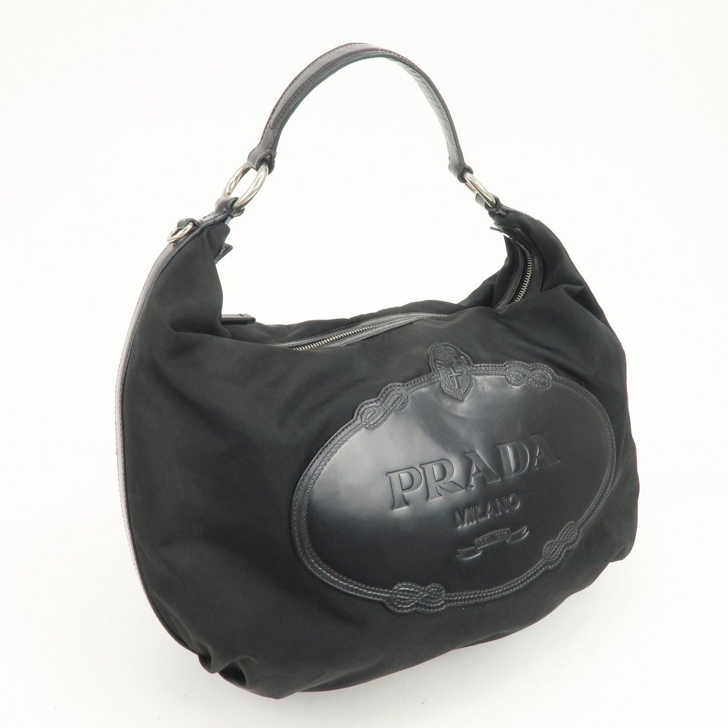 Prada Logo Nylon Leather Shoulder Bag Hand Bag Black BR3287【Pre-order】