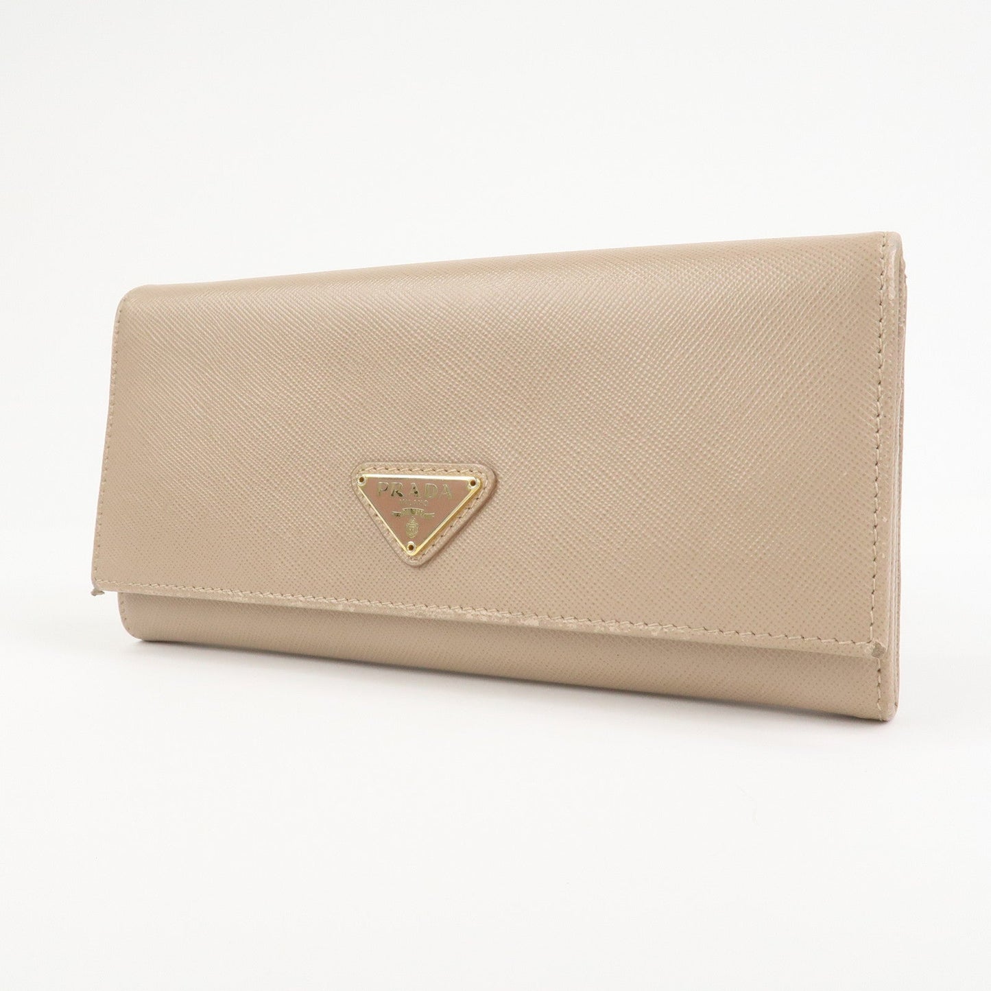 Prada Triangle Logo Saffiano Leather Long Wallet Beige 1MH132【Pre-order】