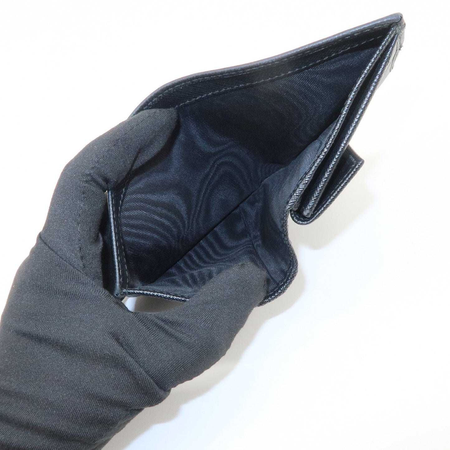 Prada Triangle Logo Saffiano Leather Bi-Fold Compact Wallet Black【Pre-order】