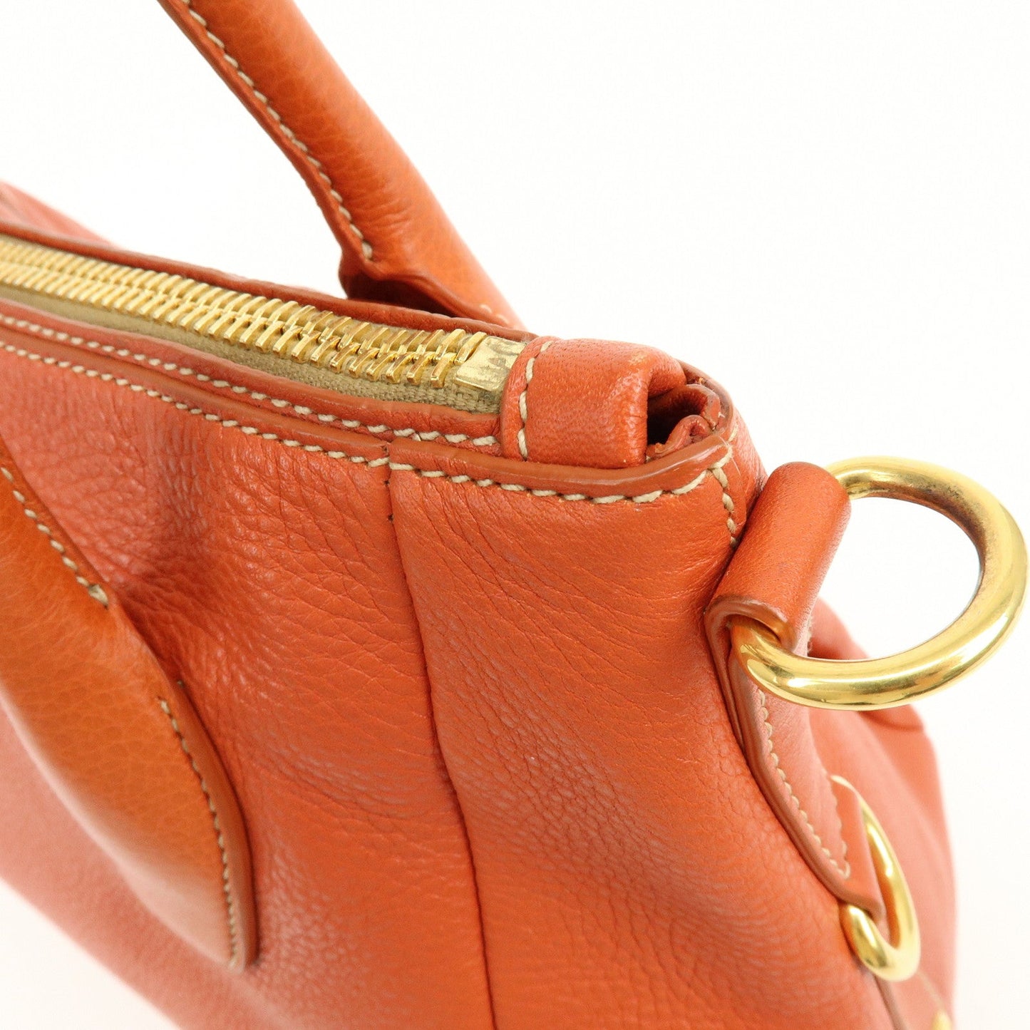 Prada Logo Leather 2Way Bag Hand Bag Shoulder Bag Orange【Pre-order】