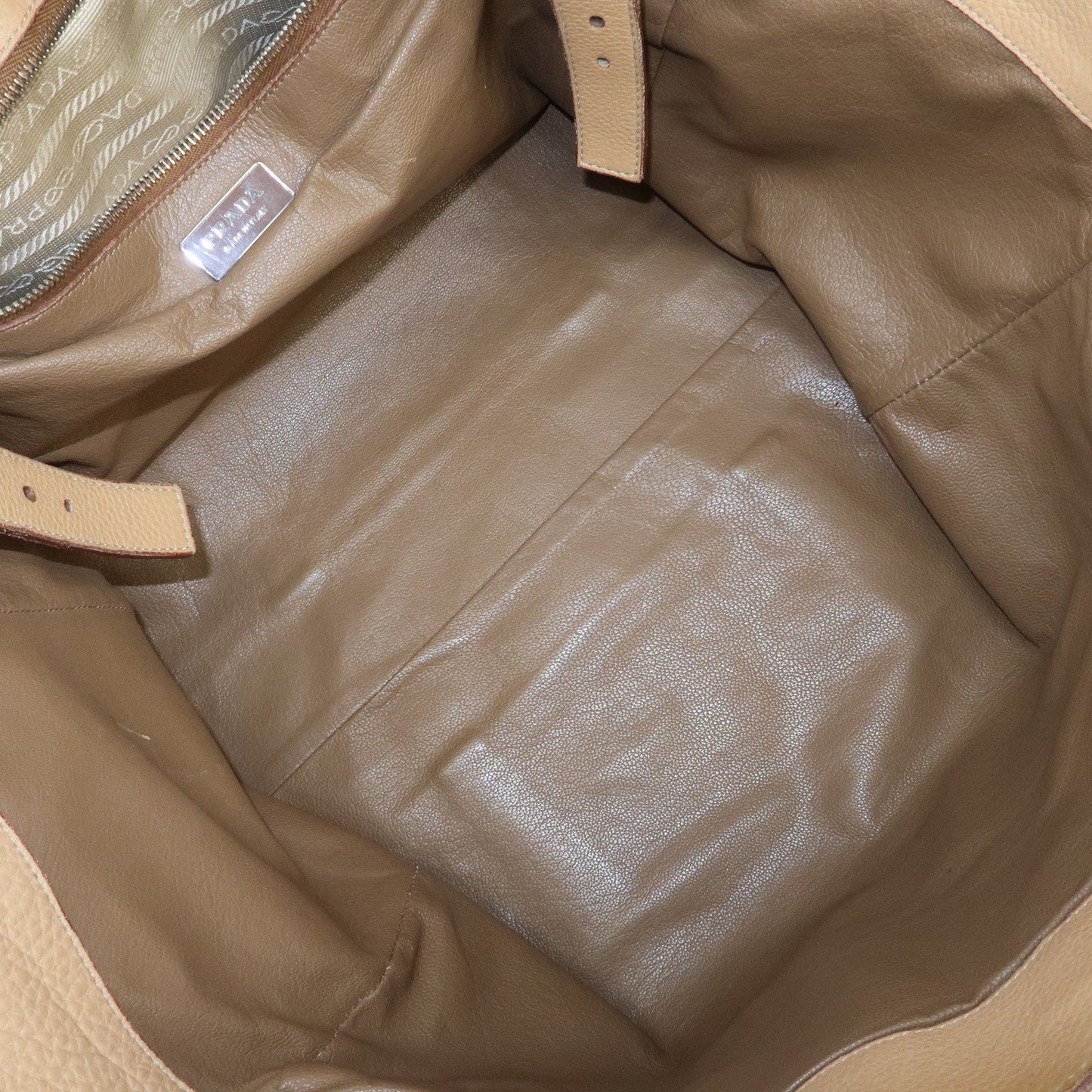 Prada Triangle Logo Leather Shoulder Bag Hand Bag Beige【Pre-order】