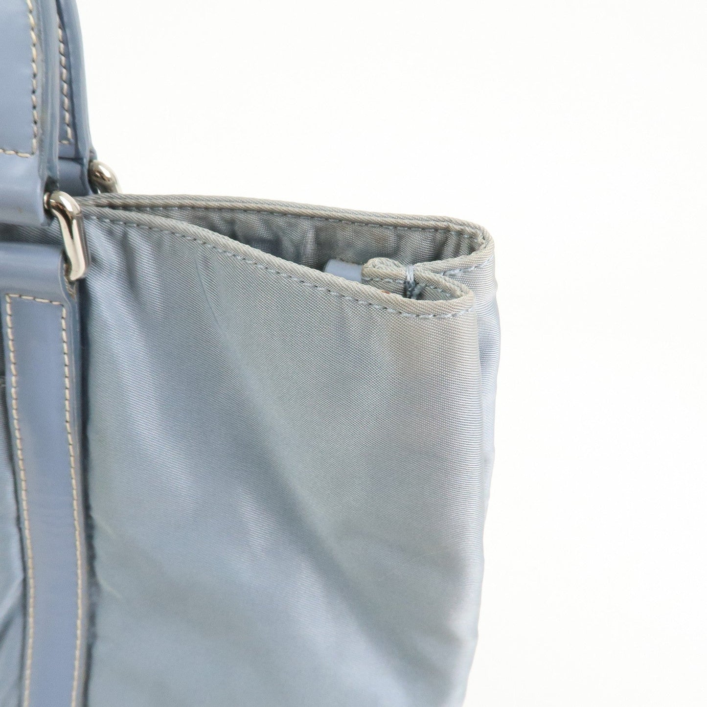Prada Triangle Logo Nylon Leather Hand Bag Light Blue【Pre-order】