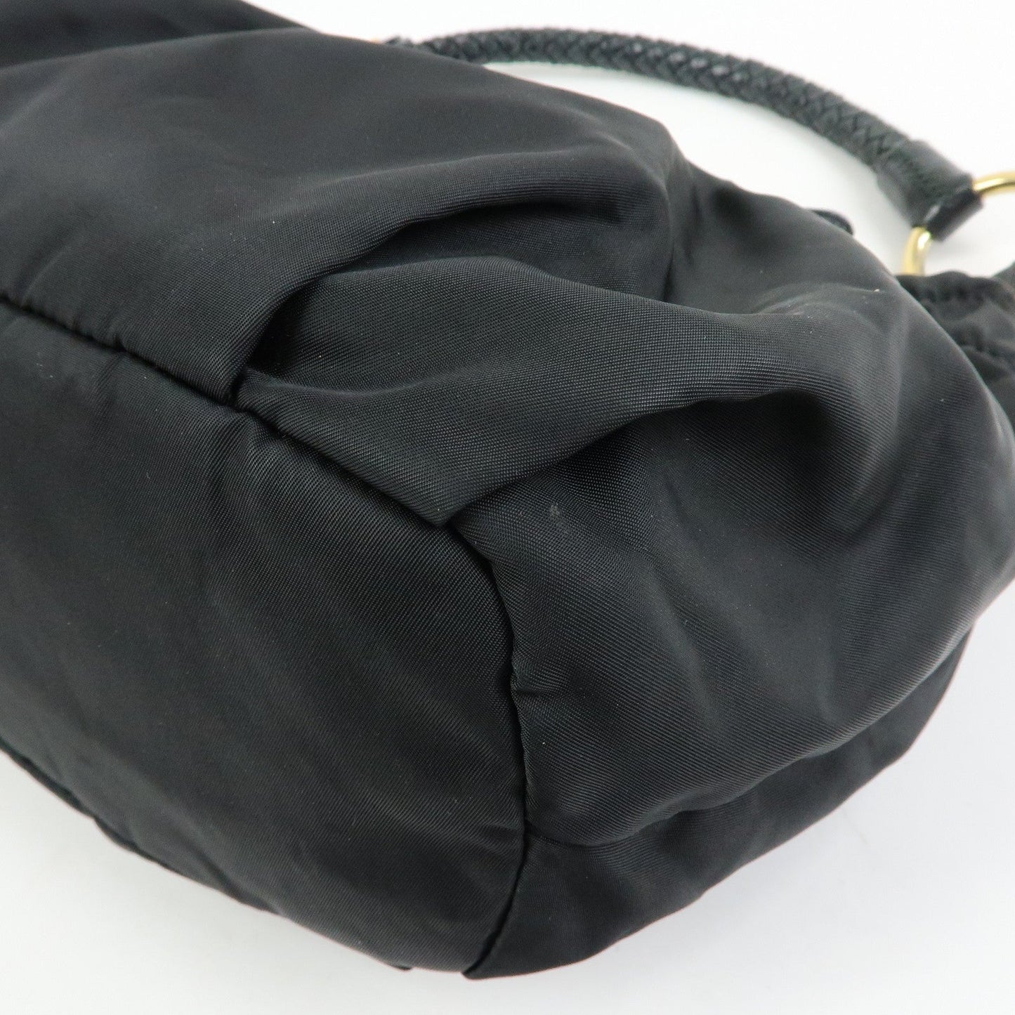 Prada Ribbon Nylon Leather Shoulder Bag Hand Bag Black BR4237【Pre-order】