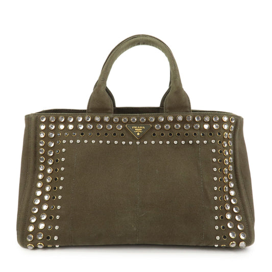 Prada Triangle Logo Canapa Large Tote Hand Bag Bijou Khaki BN1872【Pre-order】