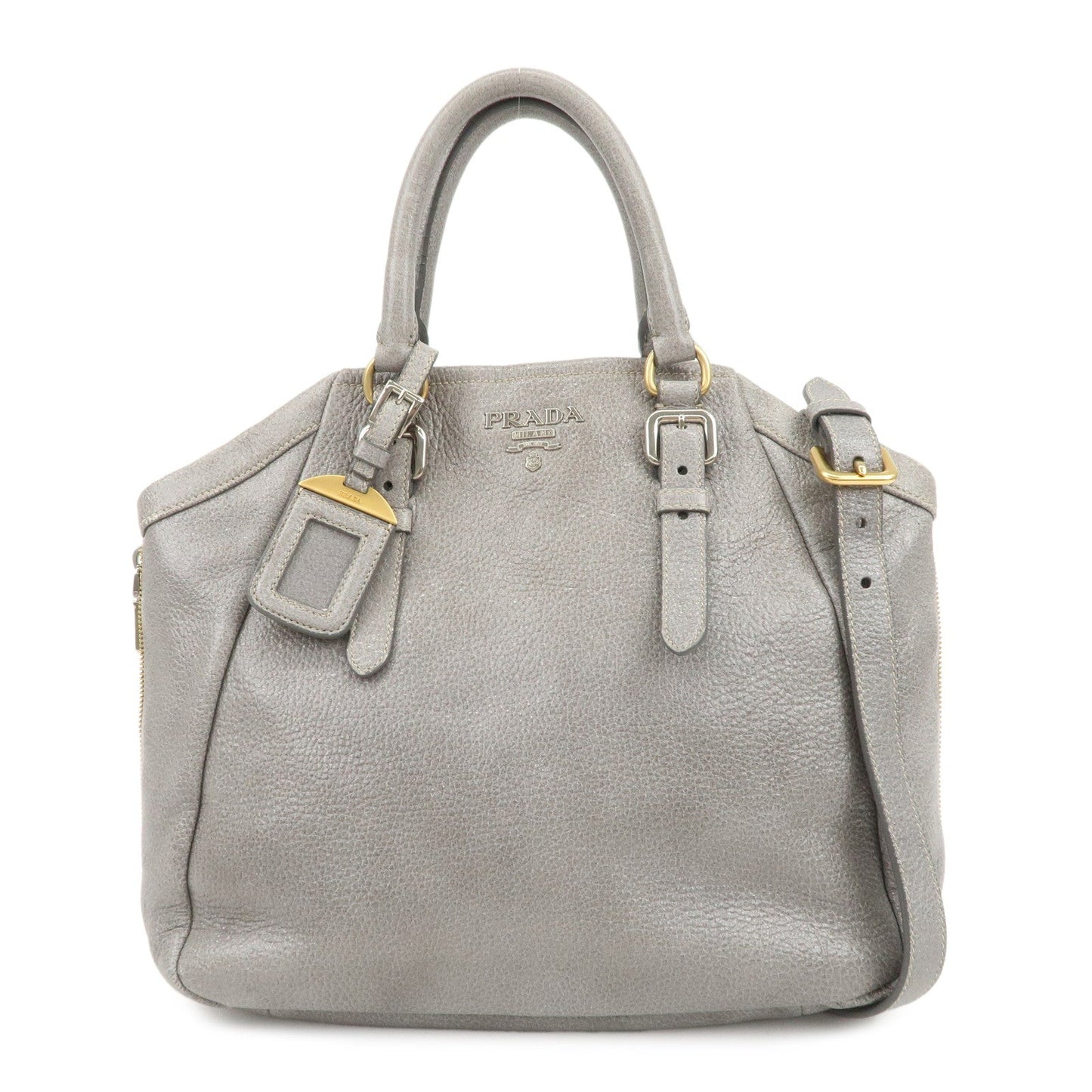 Prada Logo Leather 2Way Bag Hand Bag Shoulder Bag Gray BN1695【Pre-order】