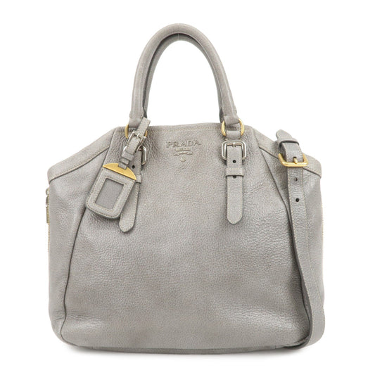 Prada Logo Leather 2Way Bag Hand Bag Shoulder Bag Gray BN1695【Pre-order】