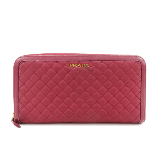 Prada Nylon Leather Round Zippy Wallet Long Wallet Pink【Pre-order】