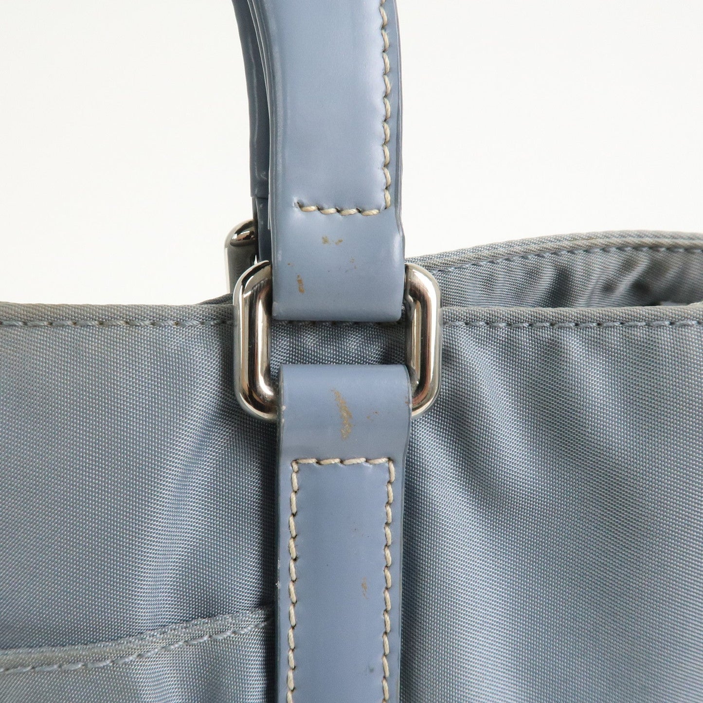 Prada Triangle Logo Nylon Leather Hand Bag Light Blue【Pre-order】