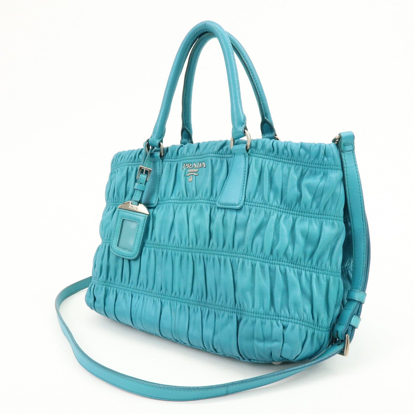 Prada Leather 2Way Bag Hand Bag Shoulder Bag Turquoise Blue【Pre-order】