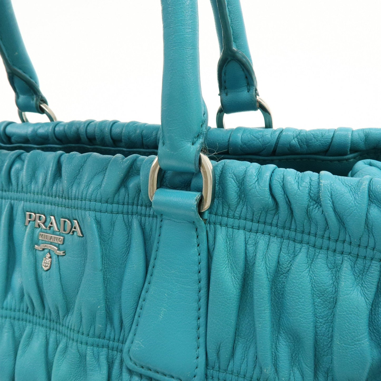 Prada Leather 2Way Bag Hand Bag Shoulder Bag Turquoise Blue【Pre-order】