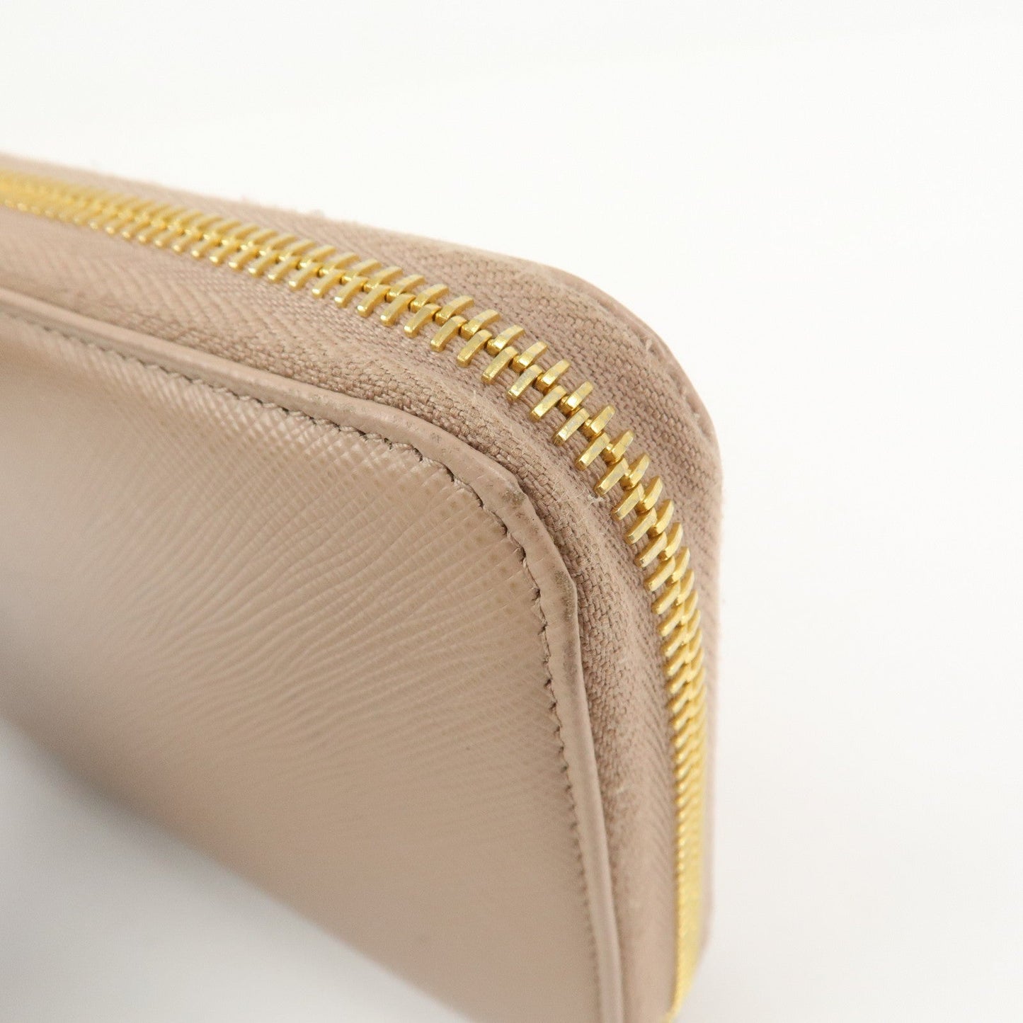 Prada Logo Saffiano Leather Round Zippy Long Wallet Beige 1ML506【Pre-order】