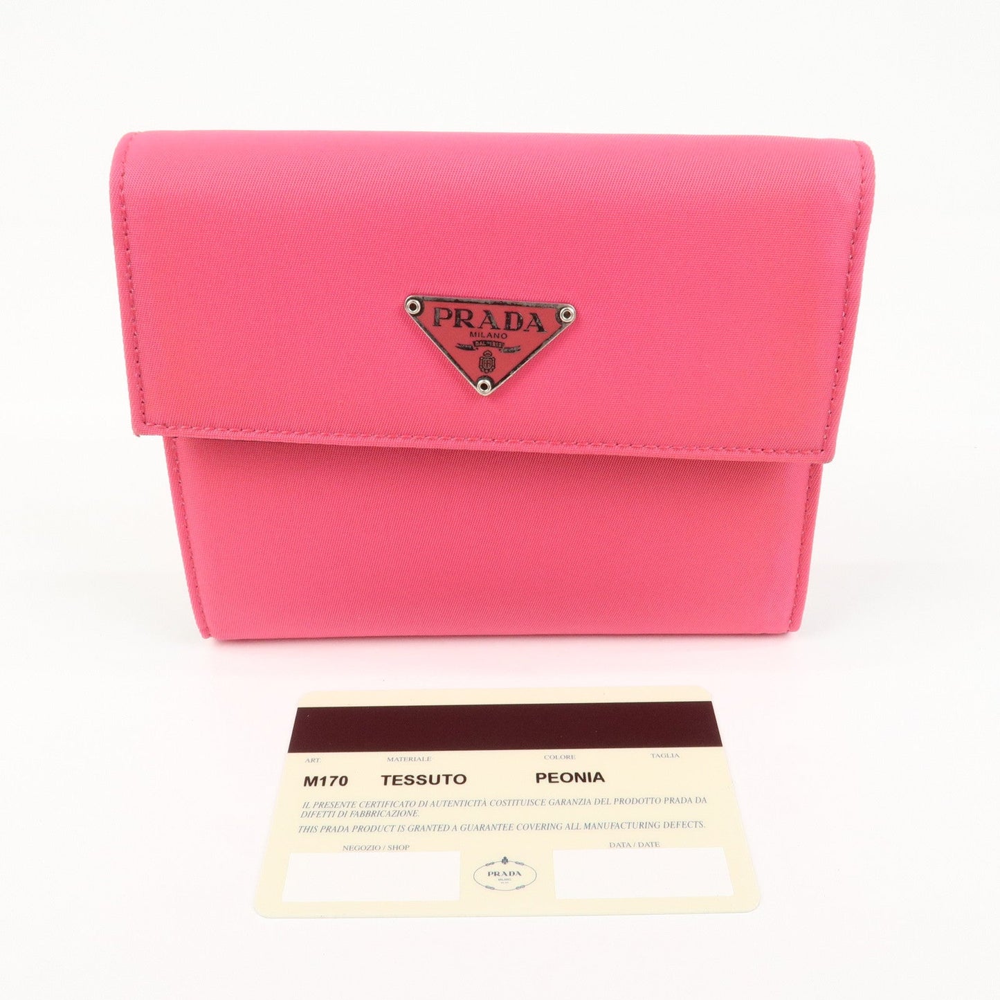 Prada Triangle Logo Tessuto Nylon Mini Compact Wallet Neon Pink【Pre-order】