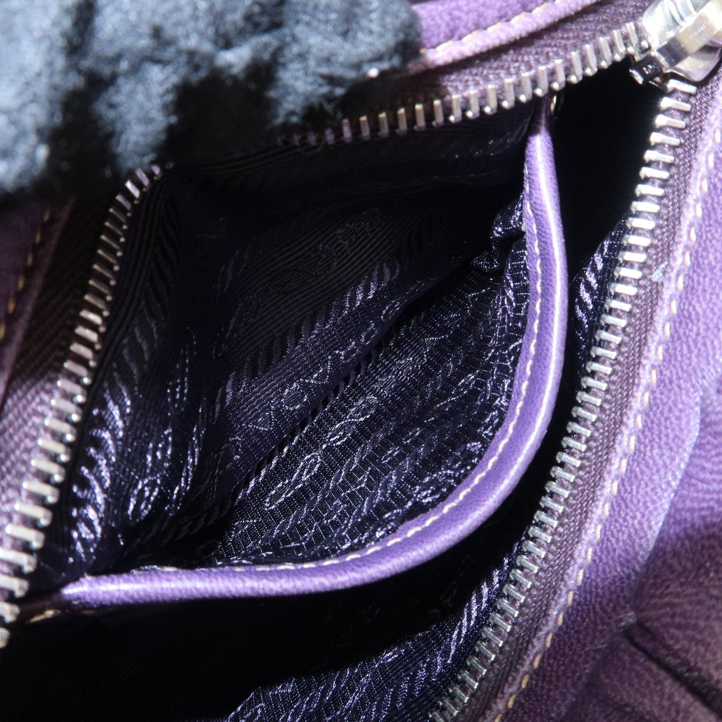 Prada Ribbon Leather Shoulder Bag Hand Bag Purple Used【Pre-order】