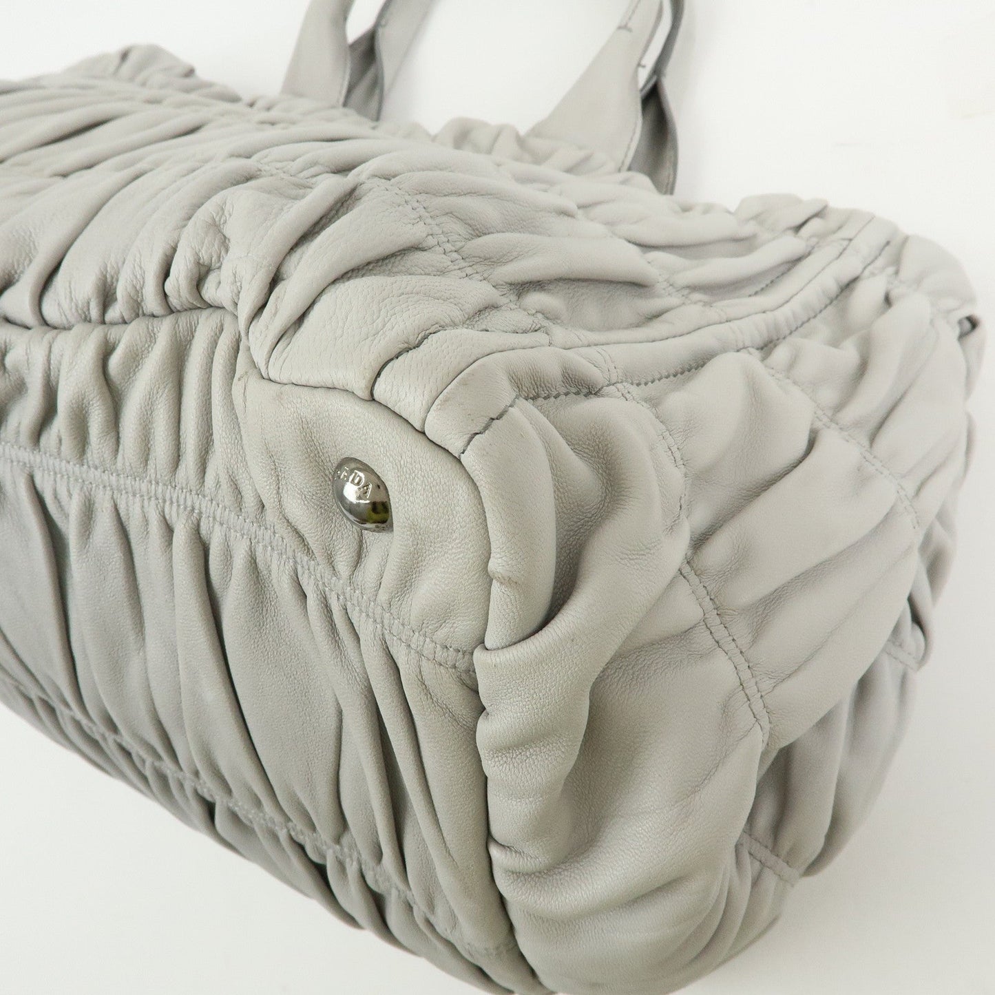 Prada Canapa Nappa Gaufre Leather Gathered Large Tote Hand Bag【Pre-order】