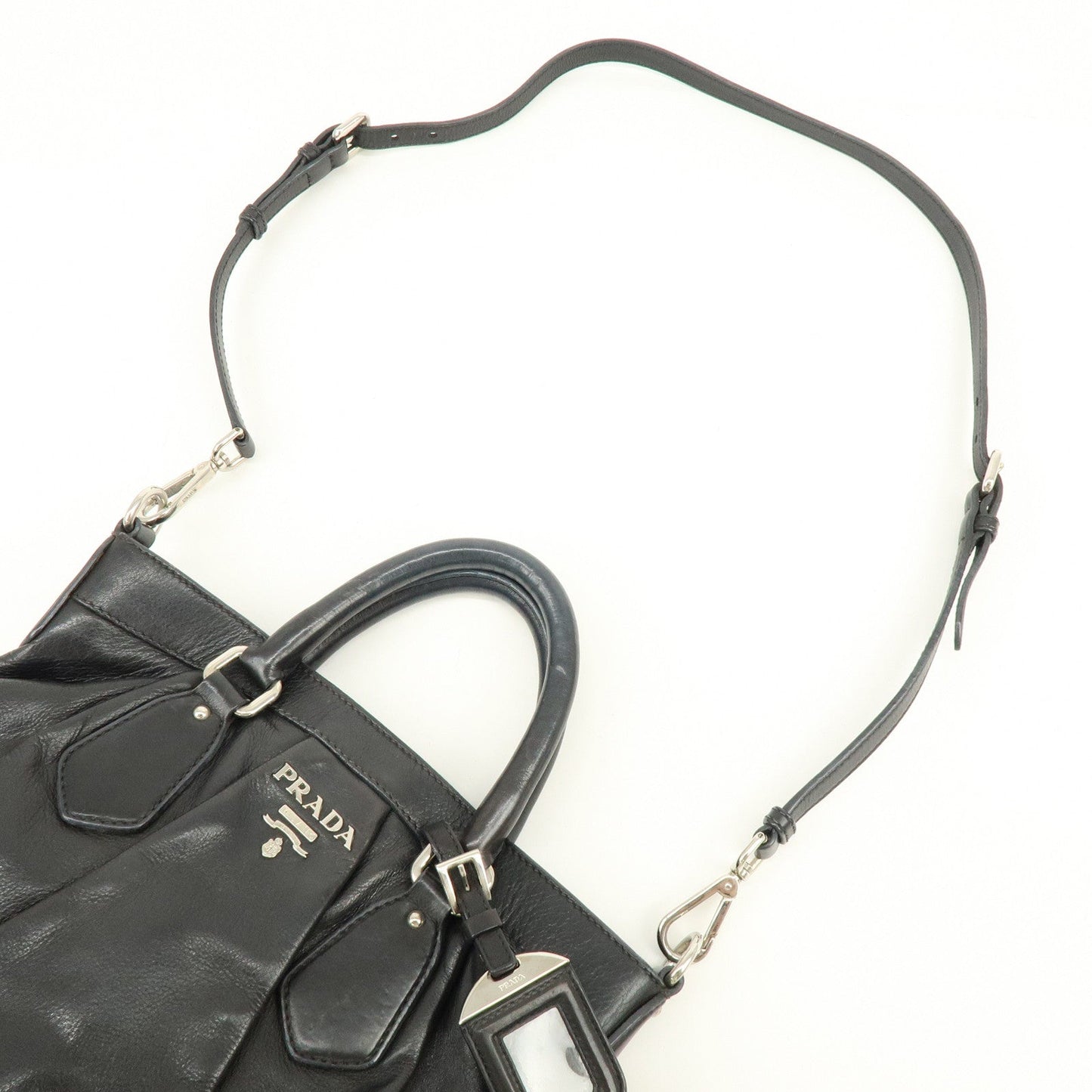 Prada Logo Leather 2Way Bag Hand Bag Shoulder Bag Black BN1226【Pre-order】
