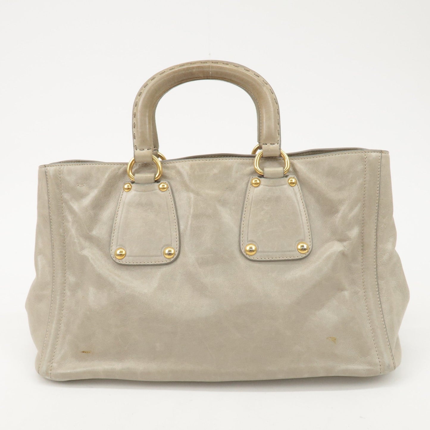 Prada Triangle Logo Leather 2Way Bag Tote Bag Gray BN2104 Used【Pre-order】