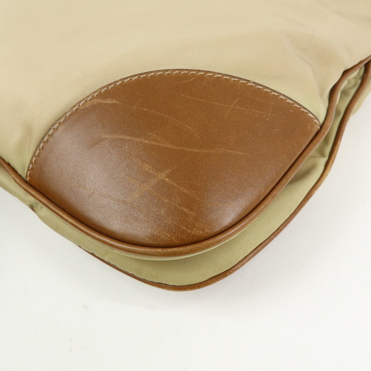 Prada Triangle Logo Nylon Leather Shoulder Bag Crossbody Bag Beige【Pre-order】