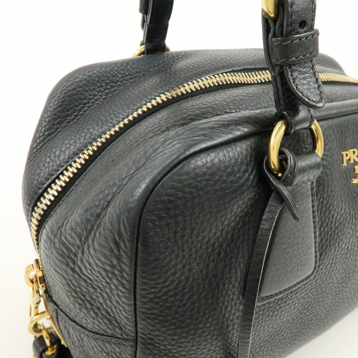 Prada Logo Leather Boston Bag Shoulder Bag Black B3091M【Pre-order】
