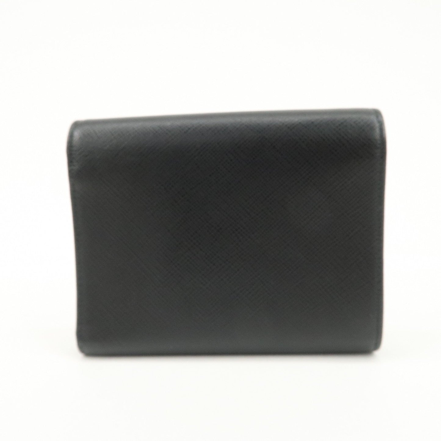 Prada Leather Ribbon Tri-fold Wallet Black 1MH840 Used【Pre-order】