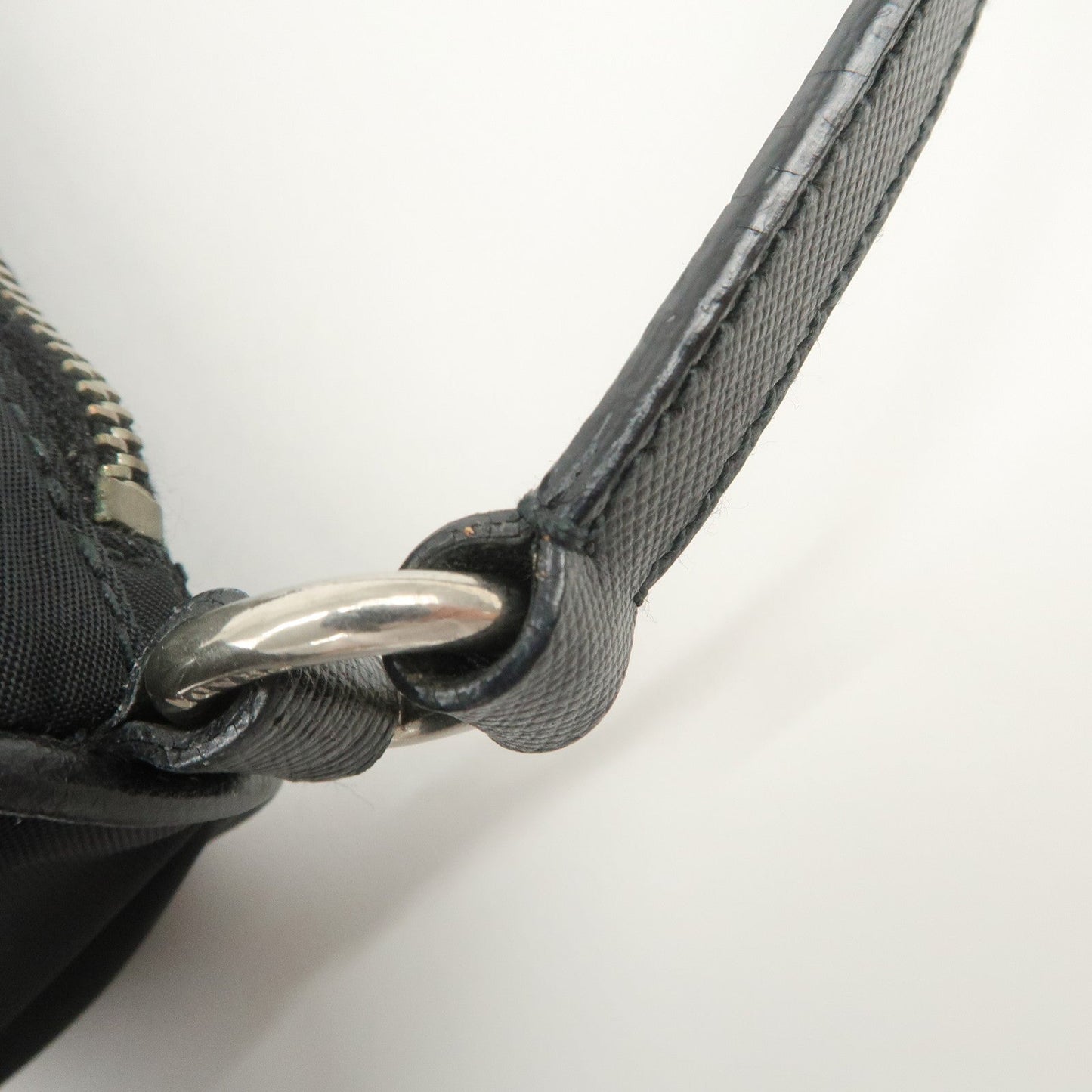 Prada Triangle Logo Nylon Saffiano Leather Hand Bag Black【Pre-order】