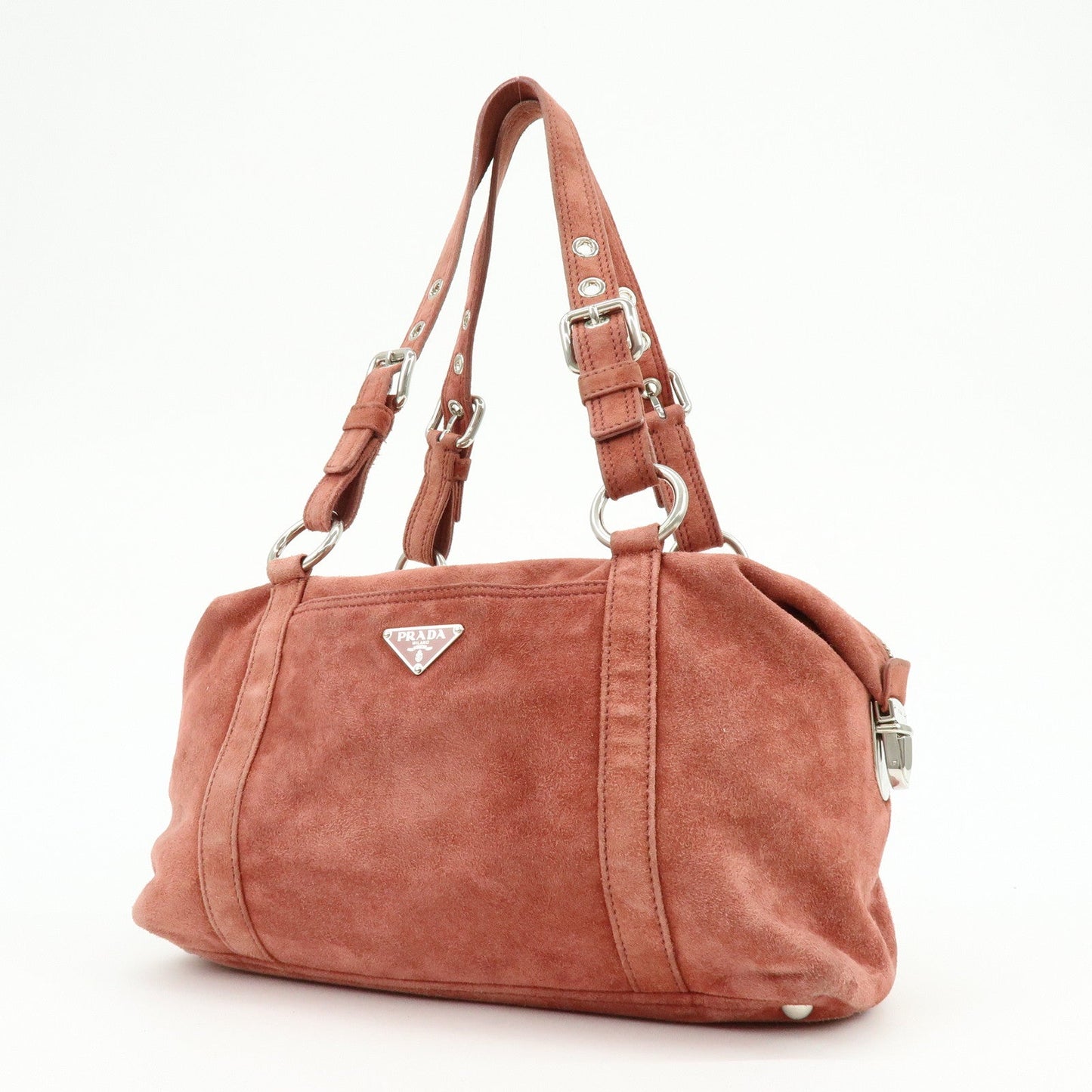Prada Suede Boston Bag Hand Bag Pink BR2630【Pre-order】