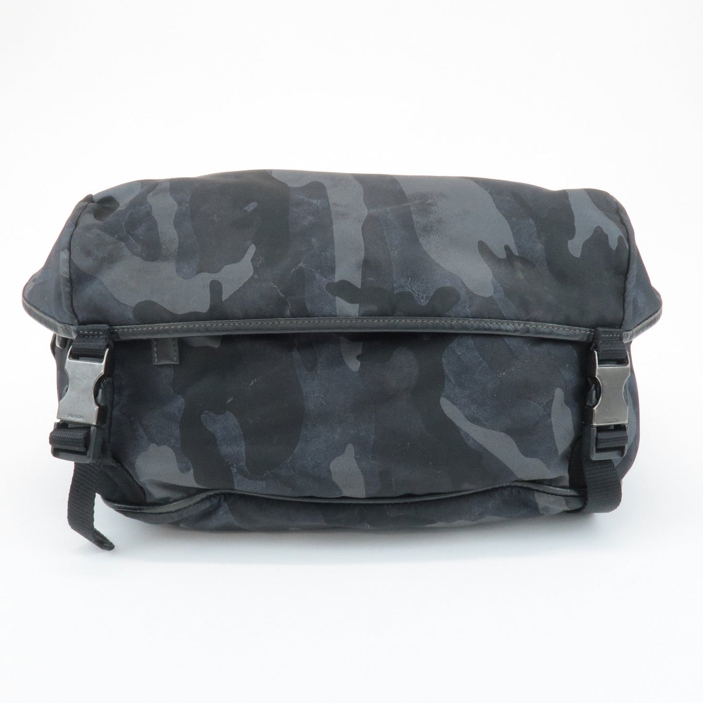 Prada Triangle Logo Nylon Camouflage Shoulder Bag Black Gray Navy Used【Pre-order】