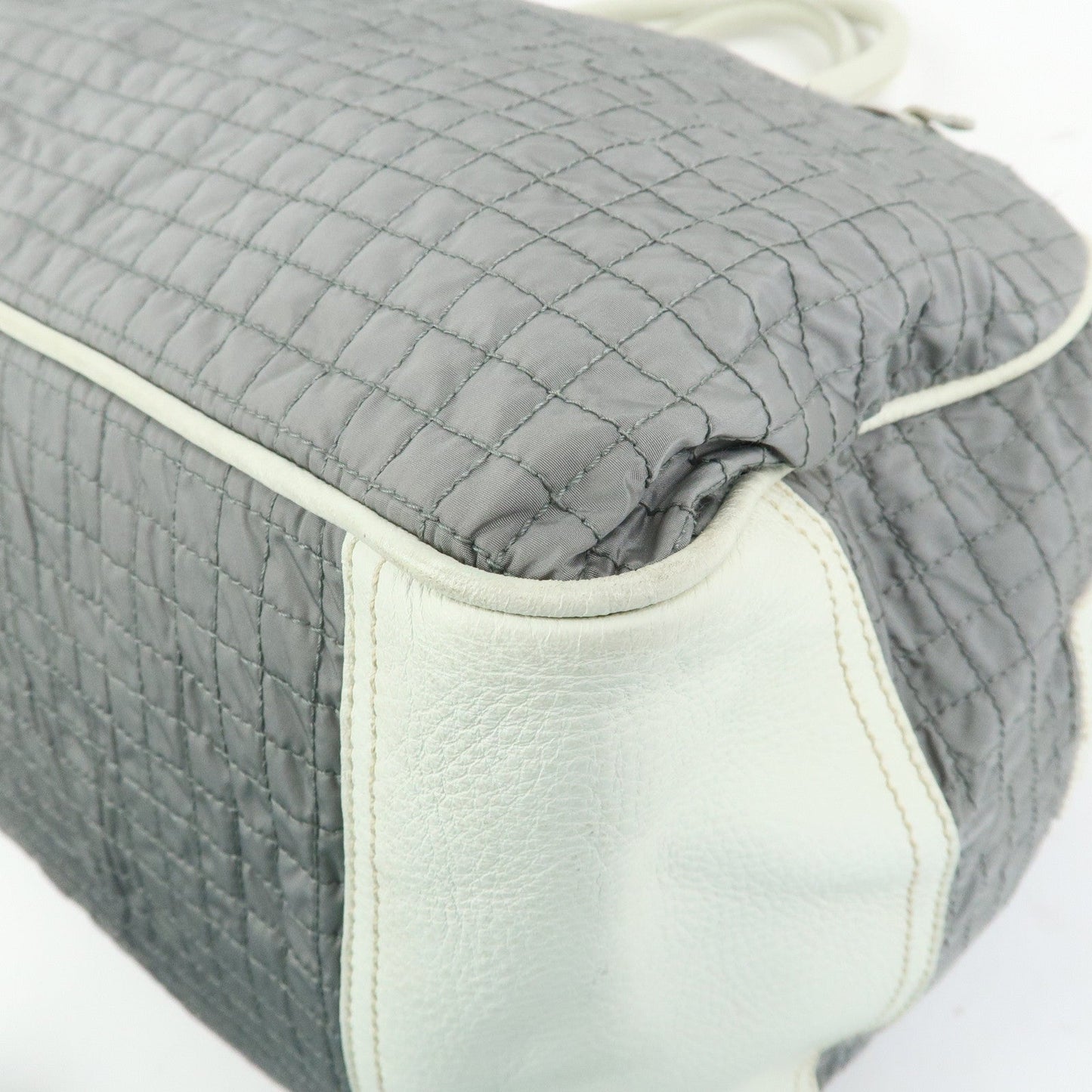 Prada Sports Nylon Leather Boston Bag Hand Bag Gray Irvory【Pre-order】
