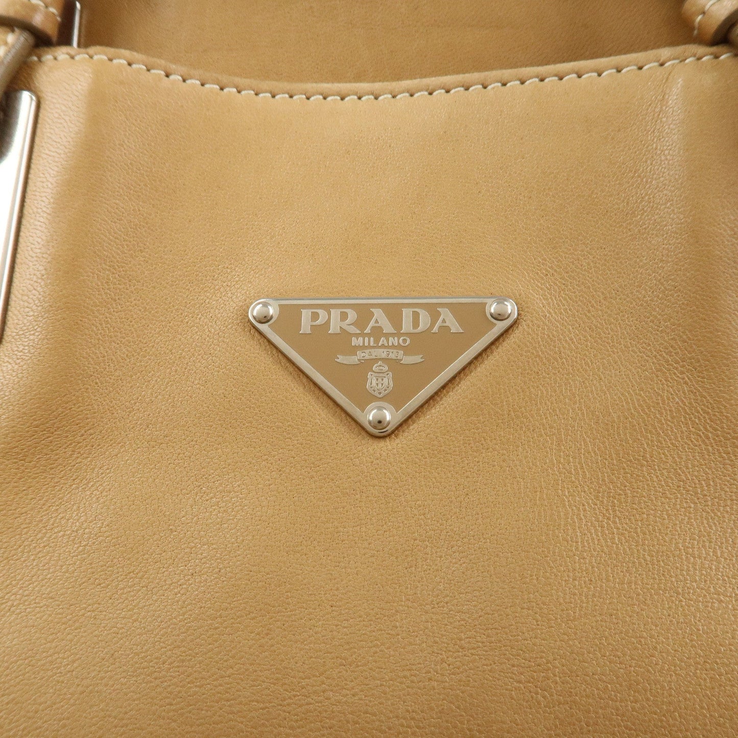 Prada Triangle Logo Lambskin Tote Bag Shoulder Bag Beige BR1566【Pre-order】