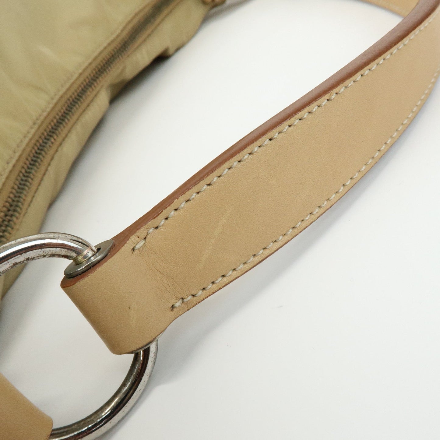 Prada Logo Nylon Leather Shoulder Bag Hand Bag Beige BR3315【Pre-order】