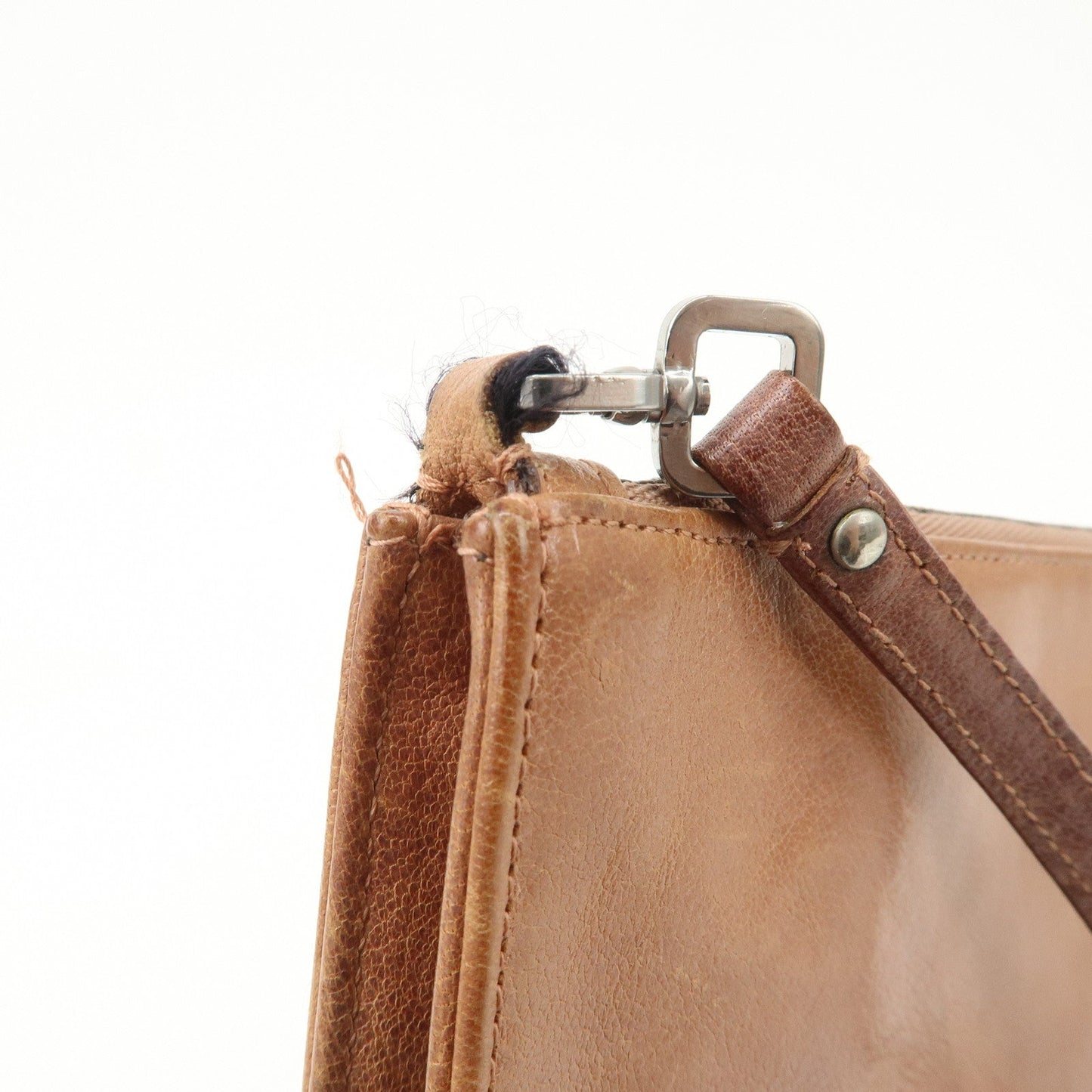 Prada Triangle Logo Leather Shoulder Bag Hand Bag Brown Used【Pre-order】