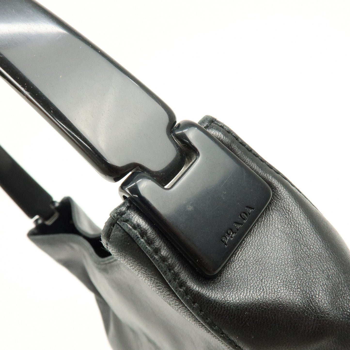 Prada Leather Plastic Hobo Shoulder Bag Hand Bag Black【Pre-order】