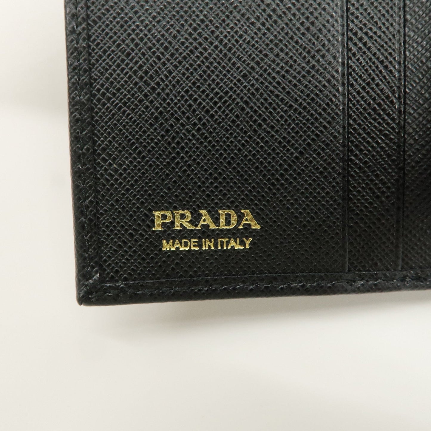 Prada Leather Ribbon Tri-fold Wallet Black 1MH840 Used【Pre-order】