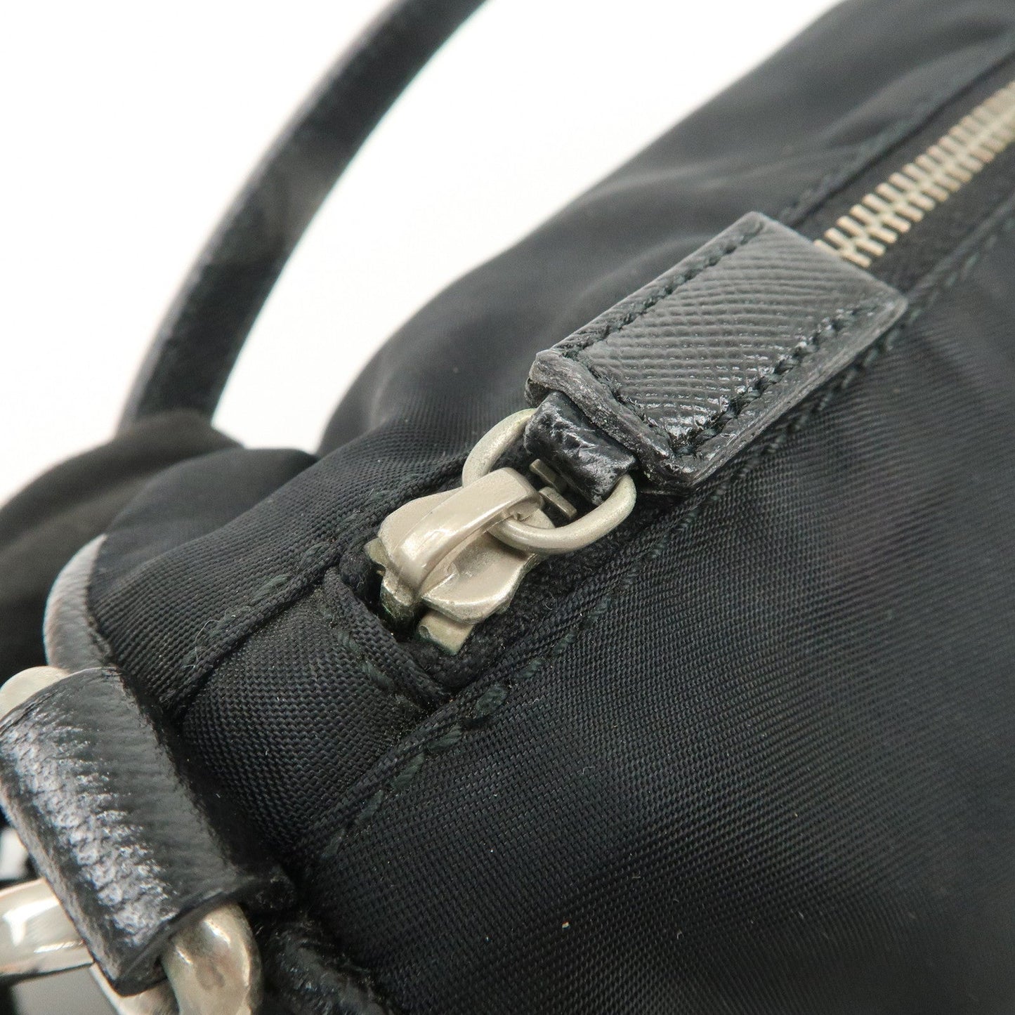 Prada Triangle Logo Nylon Saffiano Leather Hand Bag Black【Pre-order】