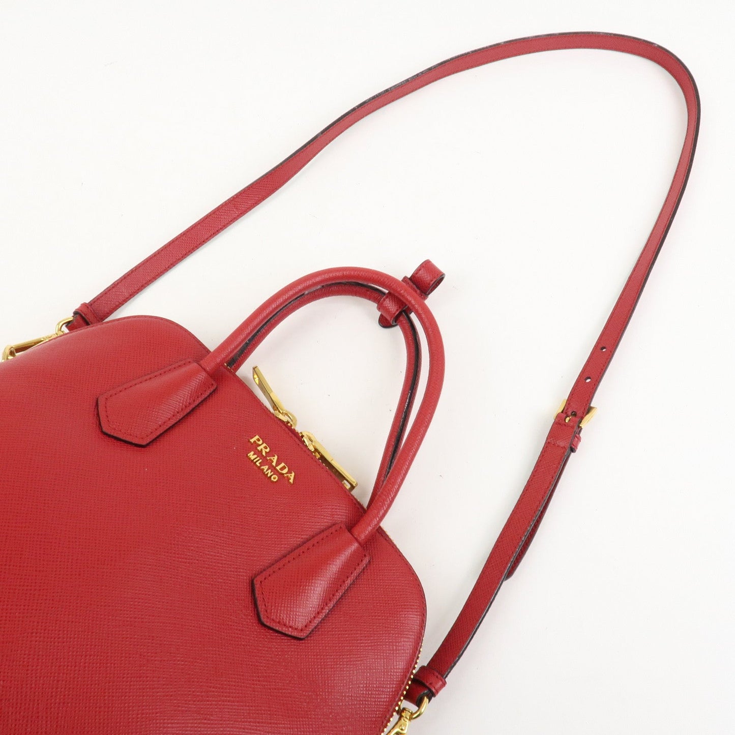 Prada Logo Saffiano Leather 2Way Hand Bag Shoulder Bag Red BL0907【Pre-order】