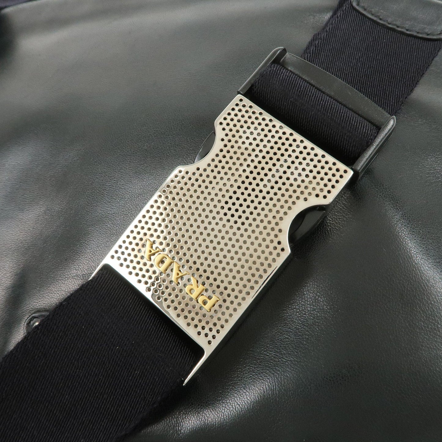 Prada Triangle Logo Lamb Skin Canvas Shoulder Crossbody Bag Black【Pre-order】