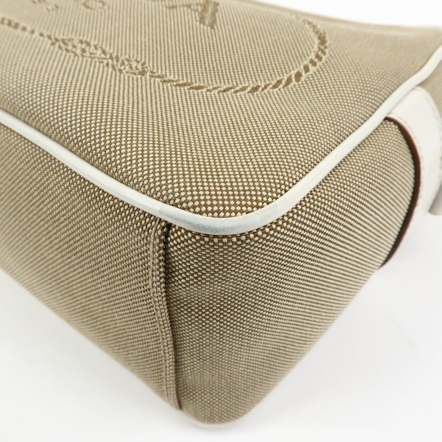 Prada Logo Jacquard Leather Shoulder Bag Beige White 1BH089【Pre-order】