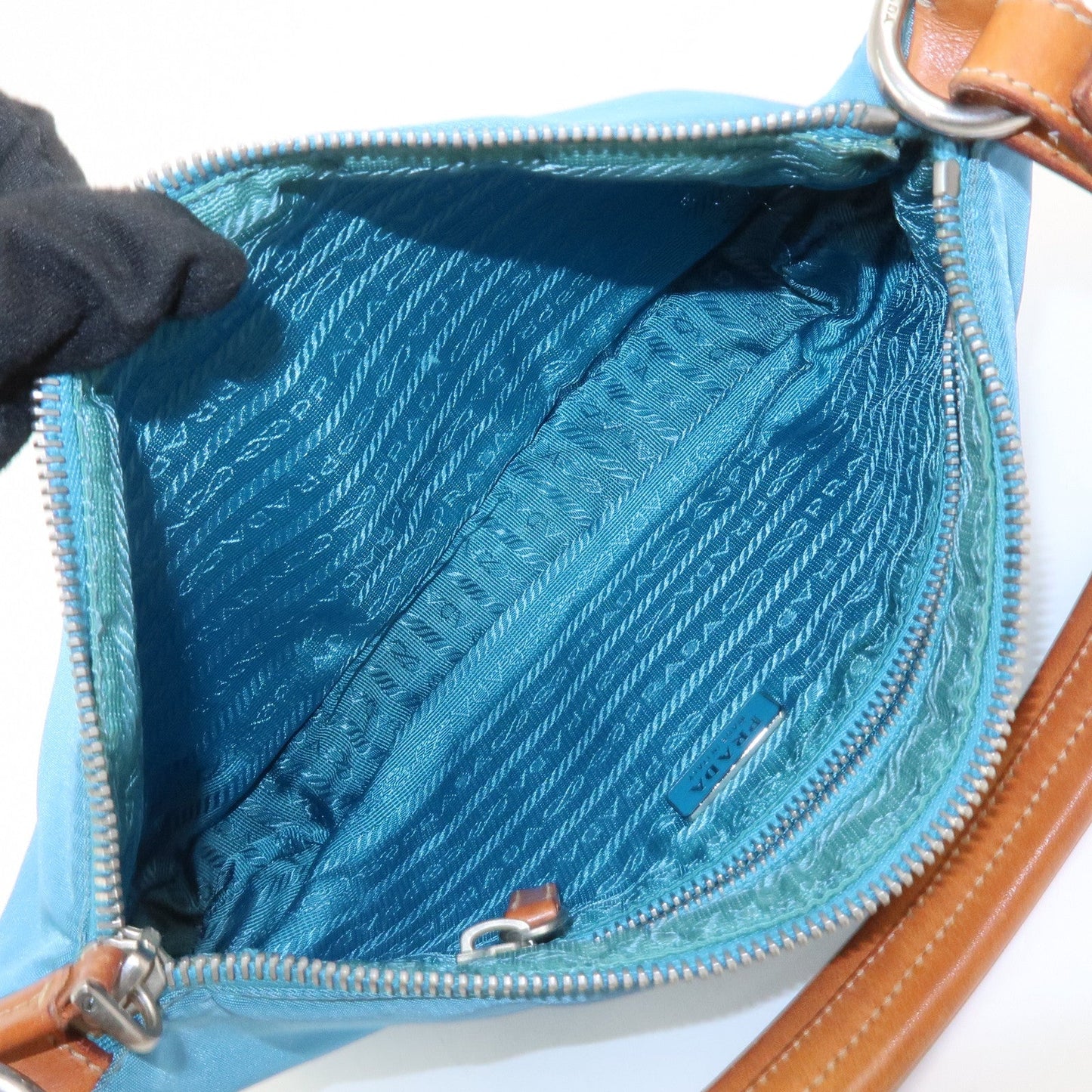 Prada Triangle Logo Nylon Leather Shoulder Bag Blue Brown BR2205【Pre-order】