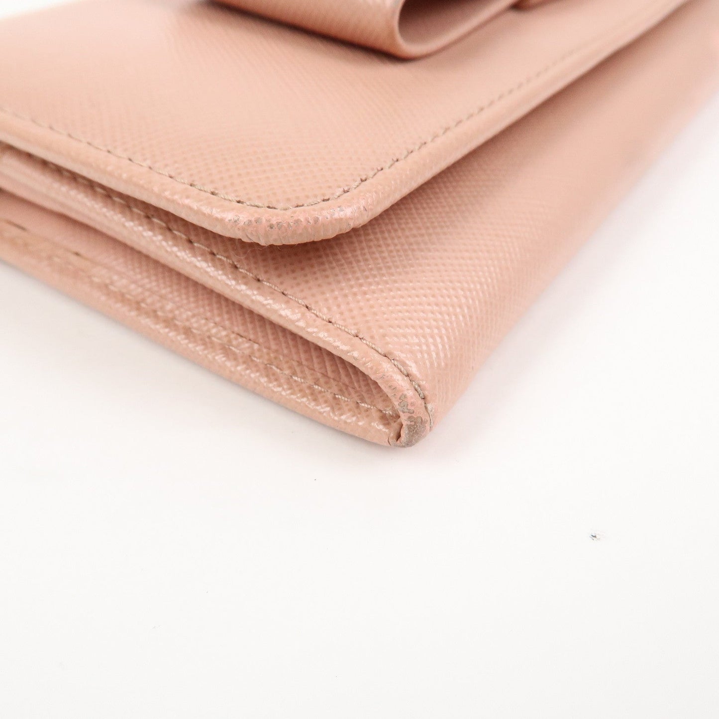 Prada Logo Saffiano Leather Ribbon Long Wallet Pink 1M1132【Pre-order】