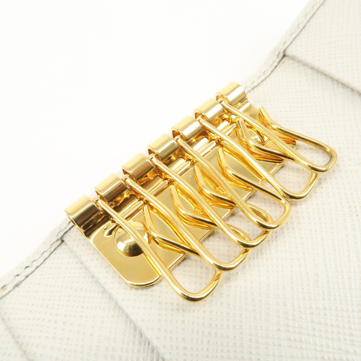 Prada Ribbon Saffiano Leather Key Case Key Holder White【Pre-order】